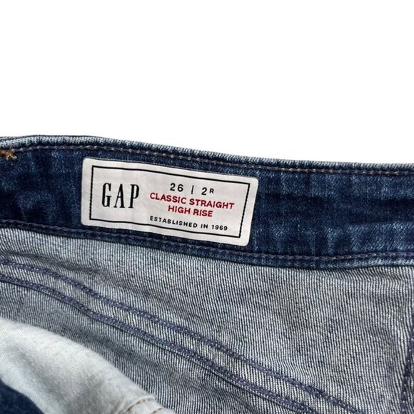 Gap Jeans Women's 26 US 2 Blue classic straight high waist - Picture 2 of 7